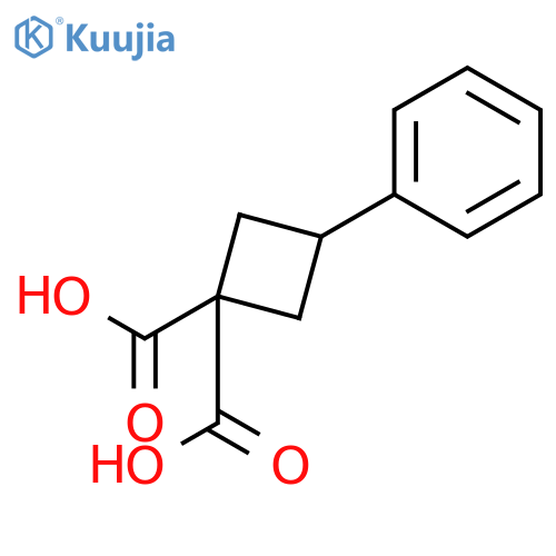 1,1-Cyclobutanedicarboxylicacid, 3-phenyl- structure