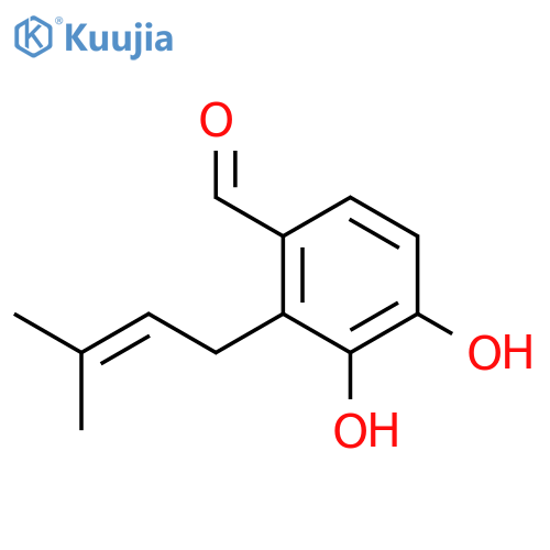 Benzaldehyde,3,4-dihydroxy-2-(3-methyl-2-buten-1-yl)- structure