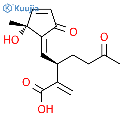 Heptanoic acid,3-[(Z)-[(2R)-2-hydroxy-2-methyl-5-oxo-3-cyclopenten-1-ylidene]methyl]-2-methylene-6-oxo-,(3R)- structure
