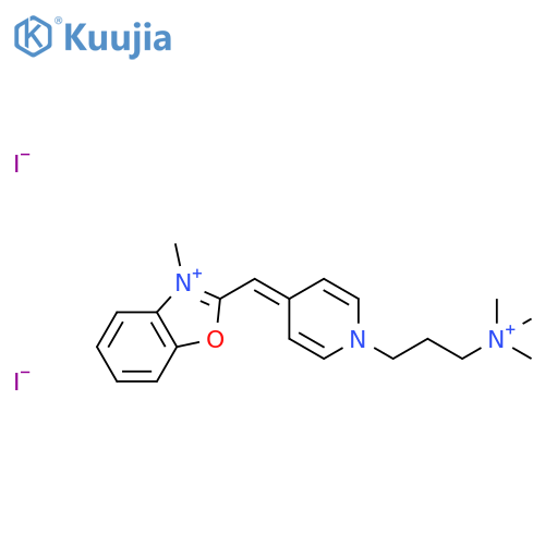 3-Methyl-2-((1-(3-(trimethylammonio)propyl)pyridin-4(1H)-ylidene)methyl)benzodoxazol-3-ium iodide structure