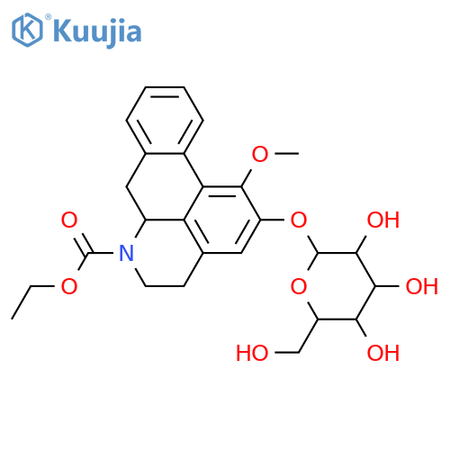 1,2-Dihydroxyaporphine; (R)-form, O1-Me, N-de-Me, N-ethoxycarbonyl, 2-O-β-D-glucopyranoside structure