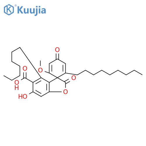 Spiro[benzofuran-3(2H),1'-[2,5]cyclohexadiene]-5-carboxylicacid, 4-heptyl-6-hydroxy-2'-methoxy-6'-nonyl-2,4'-dioxo- (9CI) structure