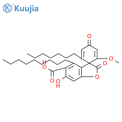 Spiro[benzofuran-3(2H),1'-[2,5]cyclohexadiene]-5-carboxylic acid, 2'-heptyl-6-hydroxy-6'-methoxy-4-nonyl-2,4'-dioxo- (9CI) structure