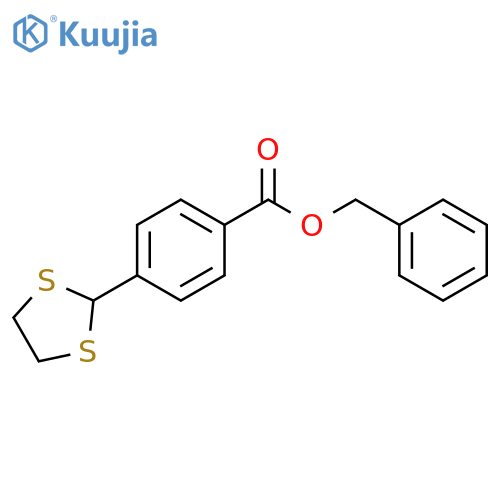 Benzoic acid, 4-(1,3-dithiolan-2-yl)-, phenylmethyl ester structure