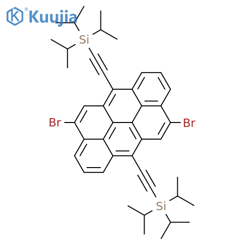 Dibenzo[def,mno]chrysene, 4,10-dibromo-6,12-bis[2-[tris(1-methylethyl)silyl]ethynyl]- structure