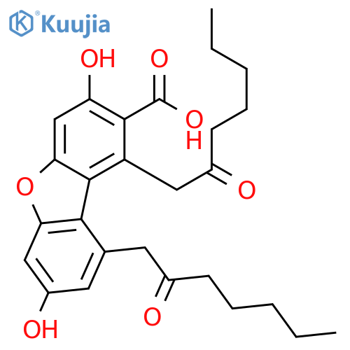 2-Dibenzofurancarboxylicacid, 3,7-dihydroxy-1,9-bis(2-oxoheptyl)- structure