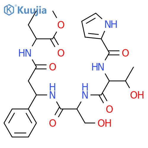 Butanoic acid,2,3,4,5-tetradehydroprolyl-L-allothreonyl-L-seryl-3-phenyl-b-alanyl-2-amino-, methyl ester,(2S)- (9CI) structure