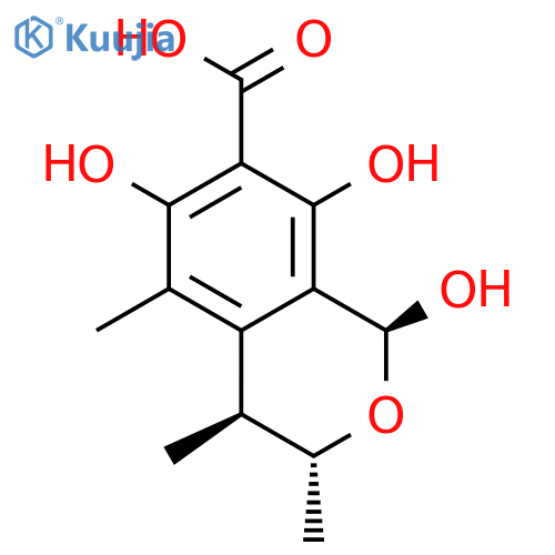 1H-2-Benzopyran-7-carboxylicacid, 3,4-dihydro-1,6,8-trihydroxy-3,4,5-trimethyl-, (1R,3S,4R)-rel- structure