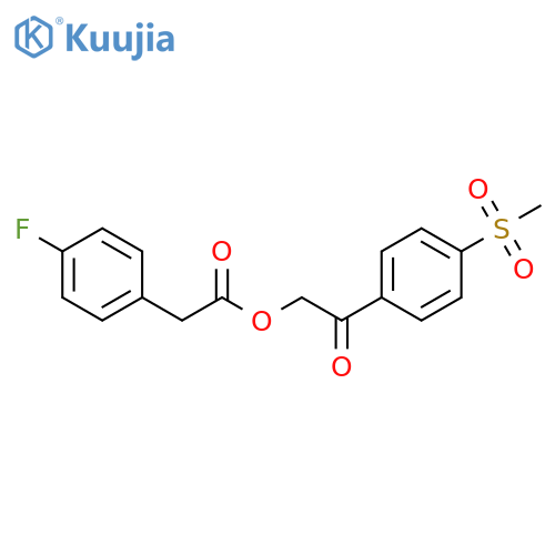 2-(4-(methylsulfonyl)phenyl)-2-oxoethyl 2-(4-fluorophenyl)acetate structure