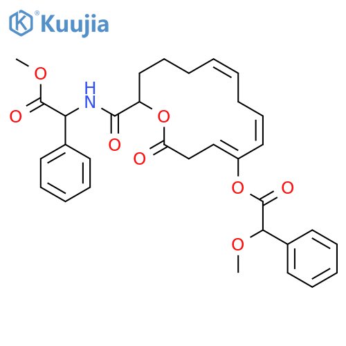 Benzeneacetic acid, α-methoxy-, (6Z,9E,14S)-14-[[[(1S)-2-methoxy-2-oxo-1-phenylethyl]amino]carbonyl]-2-oxooxacyclotetradeca-4,6,9-trien-5-yl ester, (αS)- structure