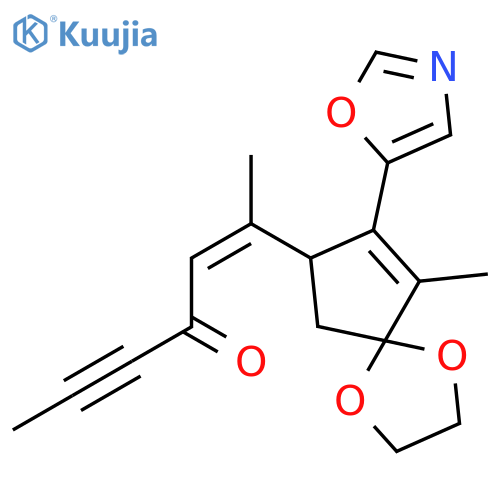 2-Hepten-5-yn-4-one, 2-[9-methyl-8-(5-oxazolyl)-1,4-dioxaspiro[4.4]non-8-en-7-yl]-, (2Z)- (9CI) structure