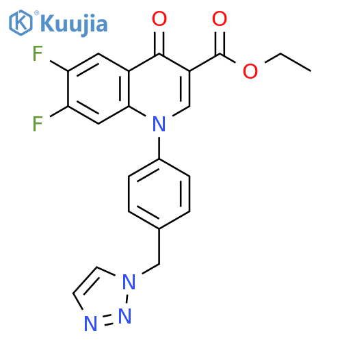 3-Quinolinecarboxylic acid,6,7-difluoro-1,4-dihydro-4-oxo-1-[4-(1H-1,2,3-triazol-1-ylmethyl)phenyl]-,ethyl ester structure
