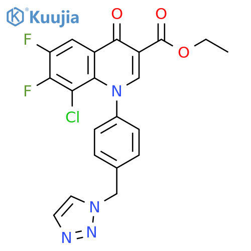 3-Quinolinecarboxylic acid, 8-chloro-6,7-difluoro-1,4-dihydro-4-oxo-1-[4-(1H-1,2,3-triazol-1-ylmethyl)phenyl]-, ethyl ester structure