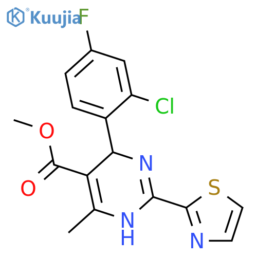 Methyl (r)-4-(2-chloro-4-fluorophenyl)-6-methyl-2-(thiazol-2-yl)-1,4-dihydropyrimidine-5-carboxylate structure