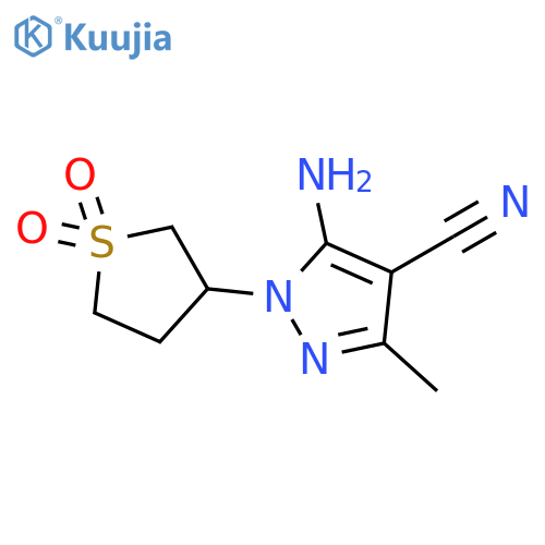 1H-Pyrazole-4-carbonitrile,5-amino-3-methyl-1-(tetrahydro-1,1-dioxido-3-thienyl)- structure