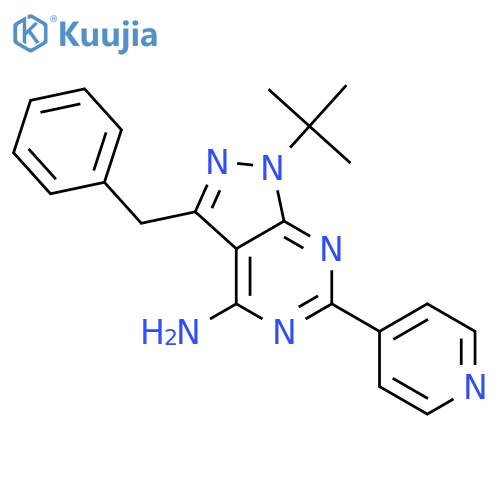 1H-Pyrazolo[3,4-d]pyrimidin-4-amine,1-(1,1-dimethylethyl)-3-(phenylmethyl)-6-(4-pyridinyl)- structure