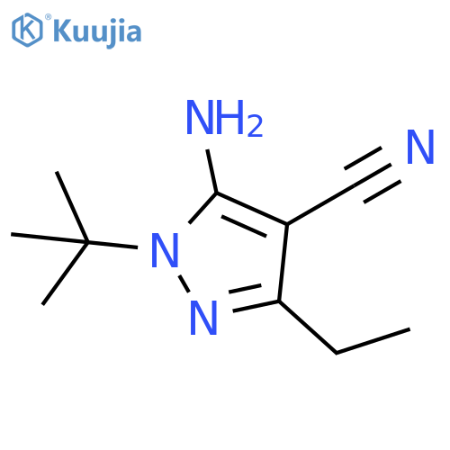 1H-Pyrazole-4-carbonitrile, 5-amino-1-(1,1-dimethylethyl)-3-ethyl- structure