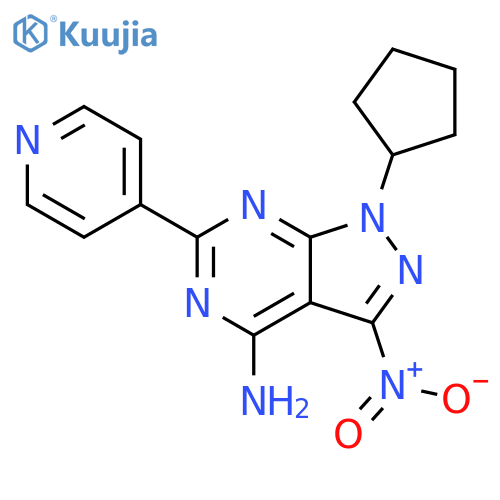 1H-Pyrazolo[3,4-d]pyrimidin-4-amine,1-cyclopentyl-3-nitro-6-(4-pyridinyl)- structure