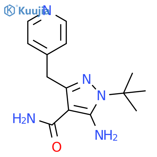 1H-Pyrazole-4-carboxamide,5-amino-1-(1,1-dimethylethyl)-3-(4-pyridinylmethyl)- structure