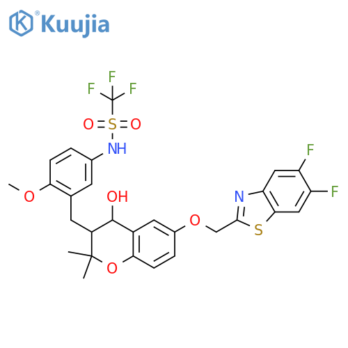 (3S-cis)-N-[3-[6-(5,6-Difluoro-2-benzothiazolylmethoxy)-4-hydroxy-2,2-dimethyl-3,4-dihydro-2H-1-benzopyran-3-ylmethyl]-4-methoxyphenyl]trifluoromethanesulfonamide structure