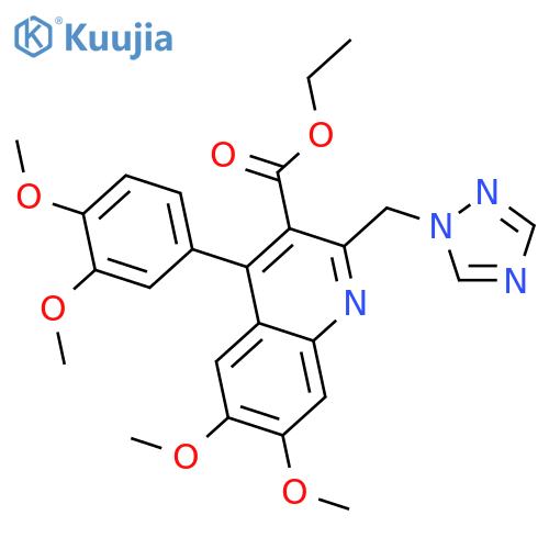 3-Quinolinecarboxylicacid, 4-(3,4-dimethoxyphenyl)-6,7-dimethoxy-2-(1H-1,2,4-triazol-1-ylmethyl)-,ethyl ester structure