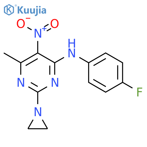 4-Pyrimidinamine,2-(1-aziridinyl)-N-(4-fluorophenyl)-6-methyl-5-nitro- structure