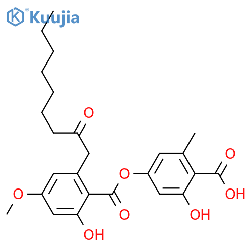 Benzoic acid,2-hydroxy-4-[[2-hydroxy-4-methoxy-6-(2-oxononyl)benzoyl]oxy]-6-methyl- structure