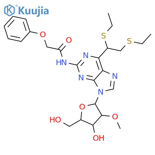 Acetamide, N-[6-[(1S)-1,2-bis(ethylthio)ethyl]-9-(2-O-methyl-β-D-ribofuranosyl)-9H-purin-2-yl]-2-phenoxy- structure
