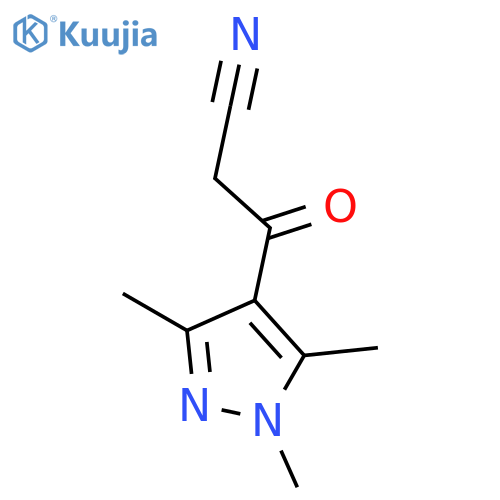 3-oxo-3-(trimethyl-1H-pyrazol-4-yl)propanenitrile structure