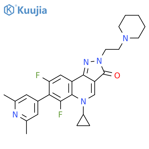 3H-Pyrazolo[4,3-c]quinolin-3-one, 5-cyclopropyl-7-(2,6-dimethyl-4-pyridinyl)-6,8-difluoro-2,5-dihydro-2-[2-(1-piperidinyl)ethyl]- structure