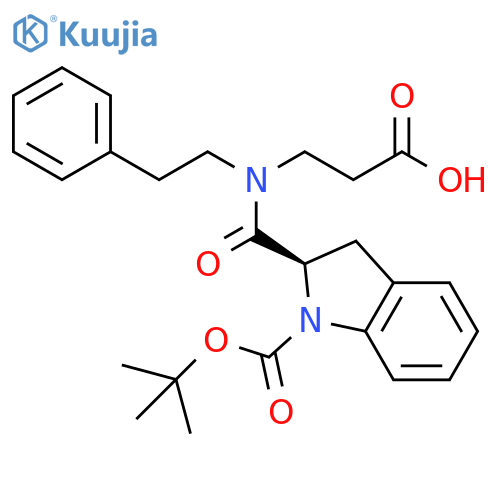 1H-Indole-1-carboxylic acid, 2-[[(2-carboxyethyl)(2-phenylethyl)amino]carbonyl]-2,3-dihydro-, 1-(1,1-dimethylethyl) ester, (R)- (9CI) structure