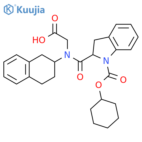 1H-Indole-1-carboxylic acid, 2-[[(carboxymethyl)(1,2,3,4-tetrahydro-2-naphthalenyl)amino]carbonyl]-2,3-dihydro-, 1-cyclohexyl ester structure