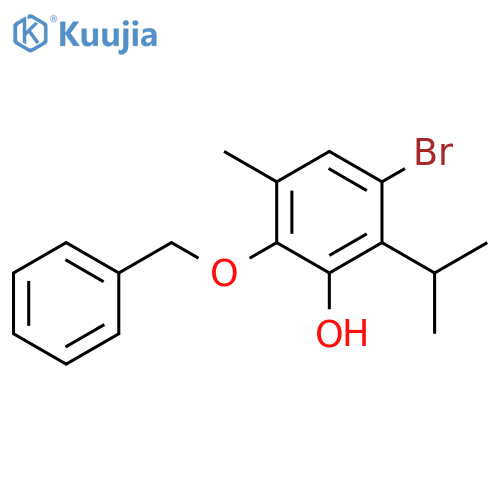 Phenol, 3-bromo-5-methyl-2-(1-methylethyl)-6-(phenylmethoxy)- structure