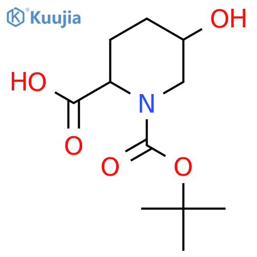 (2S,5R)-1-[(tert-butoxy)carbonyl]-5-hydroxypiperidine-2-carboxylic acid structure