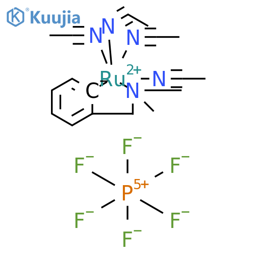 Ruthenium(1+), tetrakis(acetonitrile)[2-[(dimethylamino-κN)methyl]phenyl-κC]-, (OC-6-32)-, hexafluorophosphate(1-) (1:1) structure