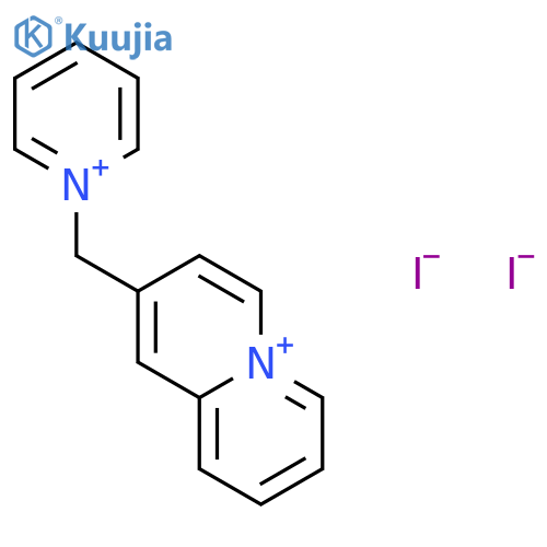 2-(Pyridin-1-ium-1-ylmethyl)quinolizin-5-ium iodide structure