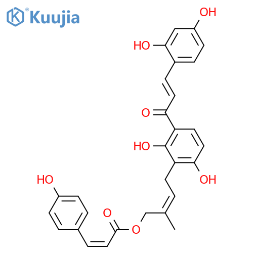 2,2',4,4'-Tetrahydroxy-3'-(4-hydroxy-3-methyl-2-butenyl)chalcone; (αE,2''Z)-form, 4''-O-(4-Hydroxy-E-cinnamoyl) structure