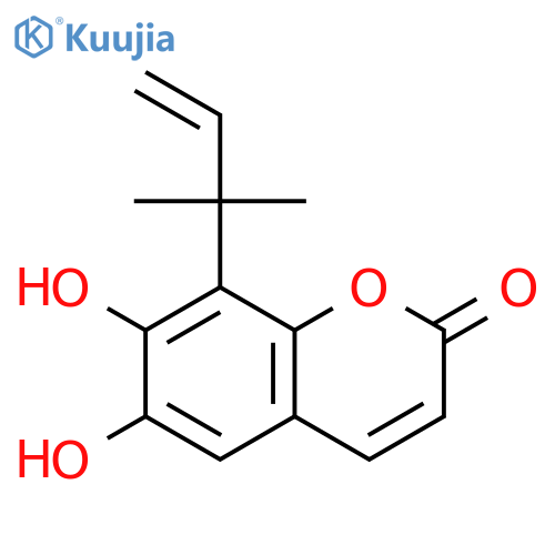 2H-1-Benzopyran-2-one,8-(1,1-dimethyl-2-propen-1-yl)-6,7-dihydroxy- structure