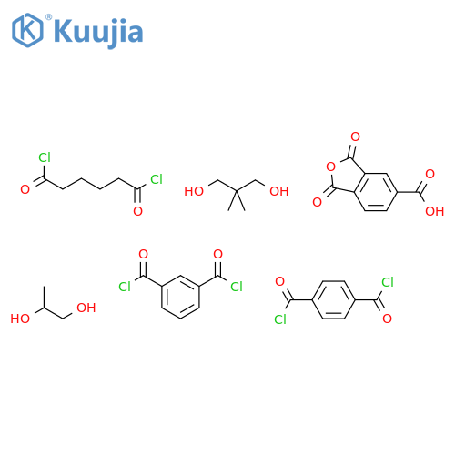 5-Isobenzofurancarboxylic acid, 1,3-dihydro-1,3-dioxo-, polymer with 1,3-benzenedicarbonyl dichloride, 1,4-benzenedicarbonyl dichloride, 2,2-dimethyl-1,3-propanediol, hexanedioyl dichloride and 1,2-propanediol (9CI) structure