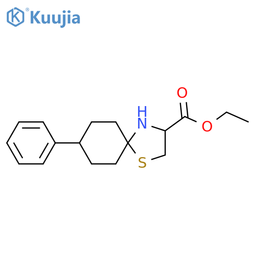 Ethyl 8-phenyl-1-thia-4-azaspiro4.5decane-3-carboxylate structure