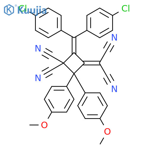 1,1-Cyclobutanedicarbonitrile, 4-[bis(4-chlorophenyl)methylene]-3-(dicyanomethylene)-2,2-bis(4-methoxyphenyl)- structure