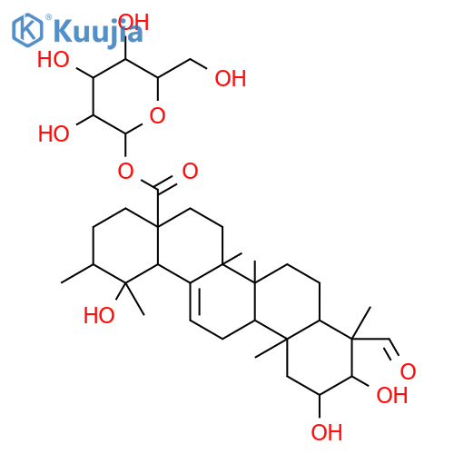 Urs-12-en-28-oic acid,2,3,19-trihydroxy-23-oxo-, b-D-glucopyranosyl ester, (2a,3b,4a)- structure