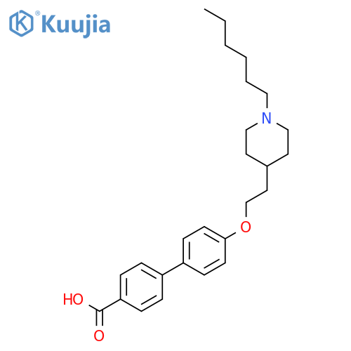 [1,1'-Biphenyl]-4-carboxylic acid, 4'-[2-(1-hexyl-4-piperidinyl)ethoxy]- structure