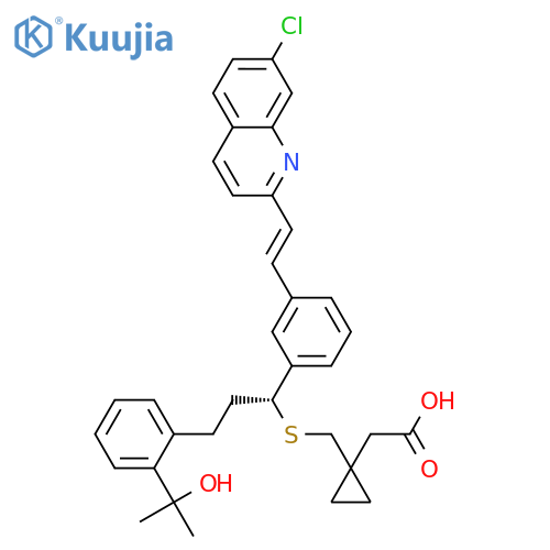 2-1-({(1R)-1-{3-(1E)-2-(7-chloroquinolin-2-yl)ethenylphenyl}-3-2-(2-hydroxypropan-2-yl)phenylpropylsulfanyl}methyl)cyclopropylacetic acid structure
