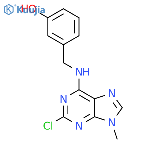 Phenol, 3-[[(2-chloro-9-methyl-9H-purin-6-yl)amino]methyl]- structure