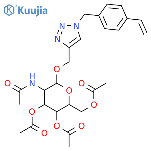 β-D-Glucopyranoside, [1-[(4-ethenylphenyl)methyl]-1H-1,2,3-triazol-4-yl]methyl 2-(acetylamino)-2-deoxy-, 3,4,6-triacetate structure