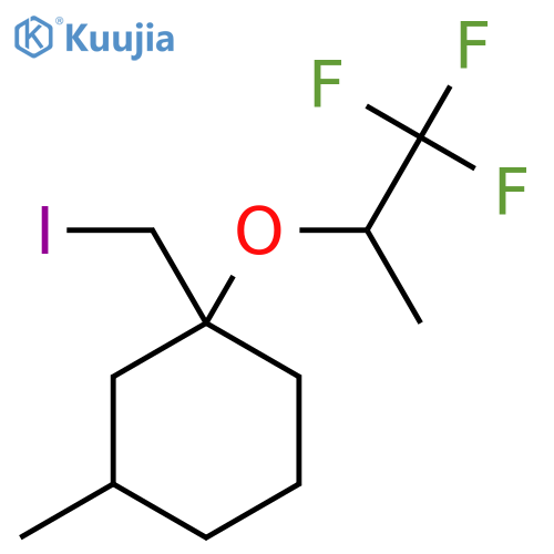 1-(iodomethyl)-3-methyl-1-(1,1,1-trifluoropropan-2-yl)oxycyclohexane structure