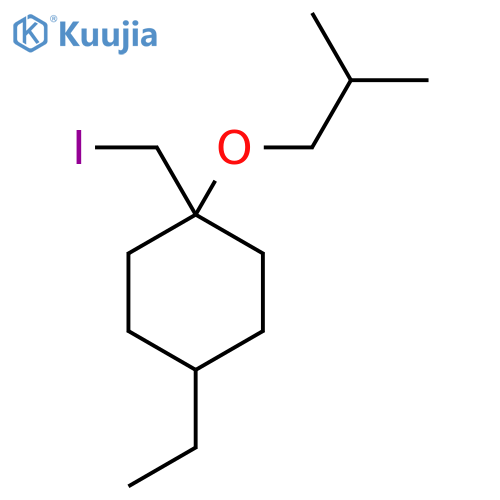 4-ethyl-1-(iodomethyl)-1-(2-methylpropoxy)cyclohexane structure