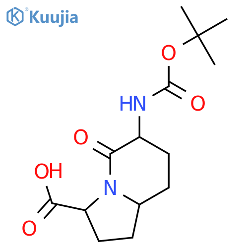 (3S,6S,8aS)-6-((tert-Butoxycarbonyl)amino)-5-oxooctahydroindolizine-3-carboxylic acid structure