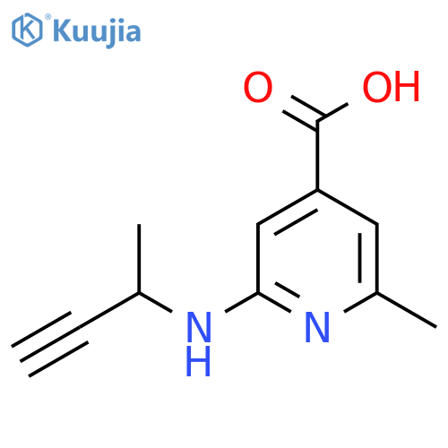 2-(but-3-yn-2-yl)amino-6-methylpyridine-4-carboxylic acid structure